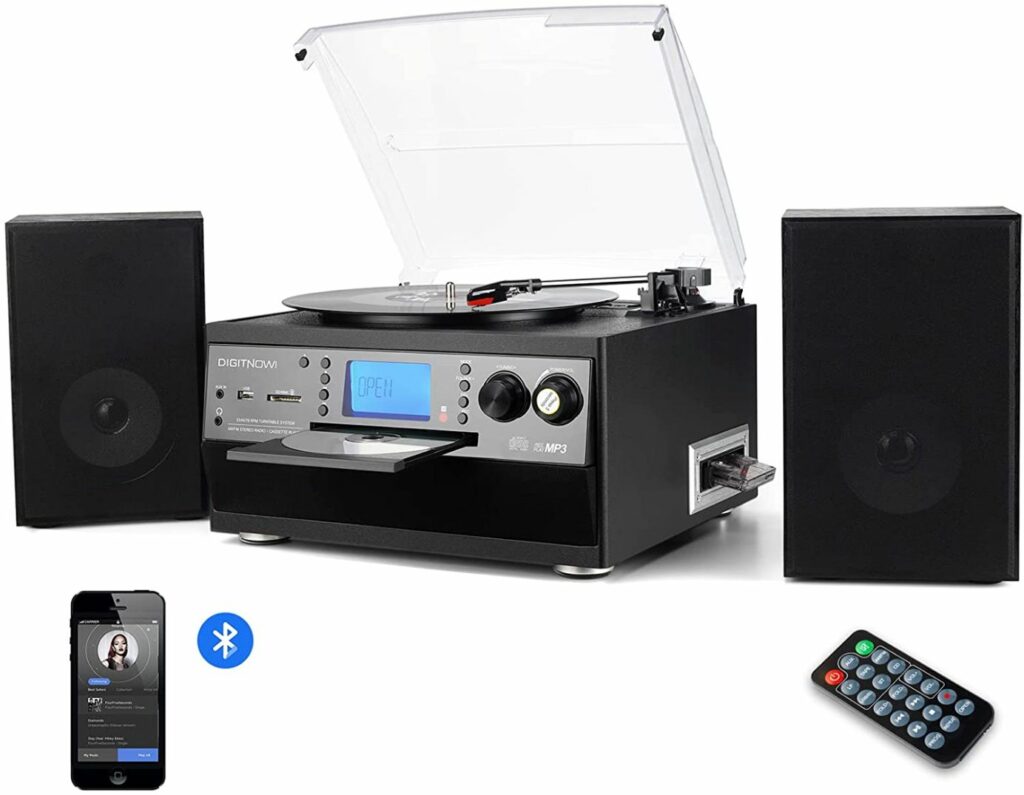 DIGITNOW Bluetooth Record Player Turntable- BEST TURNTABLE AND SPEAKERS PACKAGE