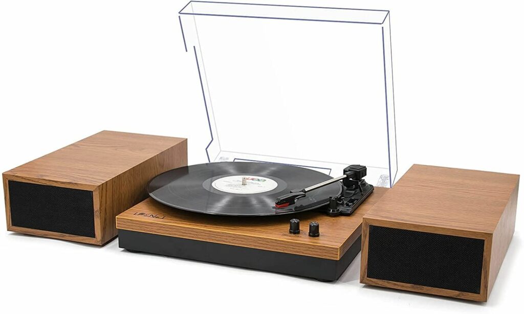 LP&No.1 Bluetooth Vinyl Record Player - BEST TURNTABLE AND SPEAKERS PACKAGE